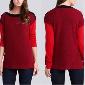 Vince Camuto Red Colorblock Button Shoulder Knit Sweater Size Large NWT